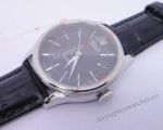 Replica Rolex Cellini Time Black Face Leather Strap Watch